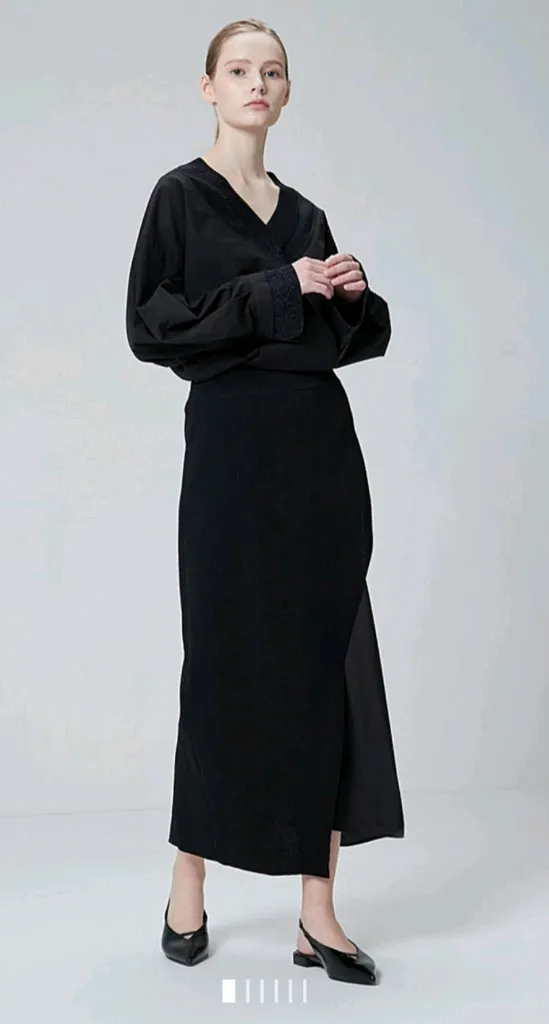 시스템 새틴 블록 니트스커트 이미지
