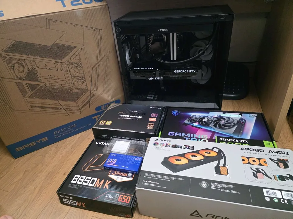 AMD 라이젠 9800x3d, 엔비디아 rtx5070 등 컴퓨터 본체 판매 이미지