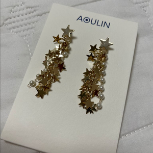 Aoulin 별모양 진주 드롭 골드 귀걸이 새상품(태연 착용) 이미지