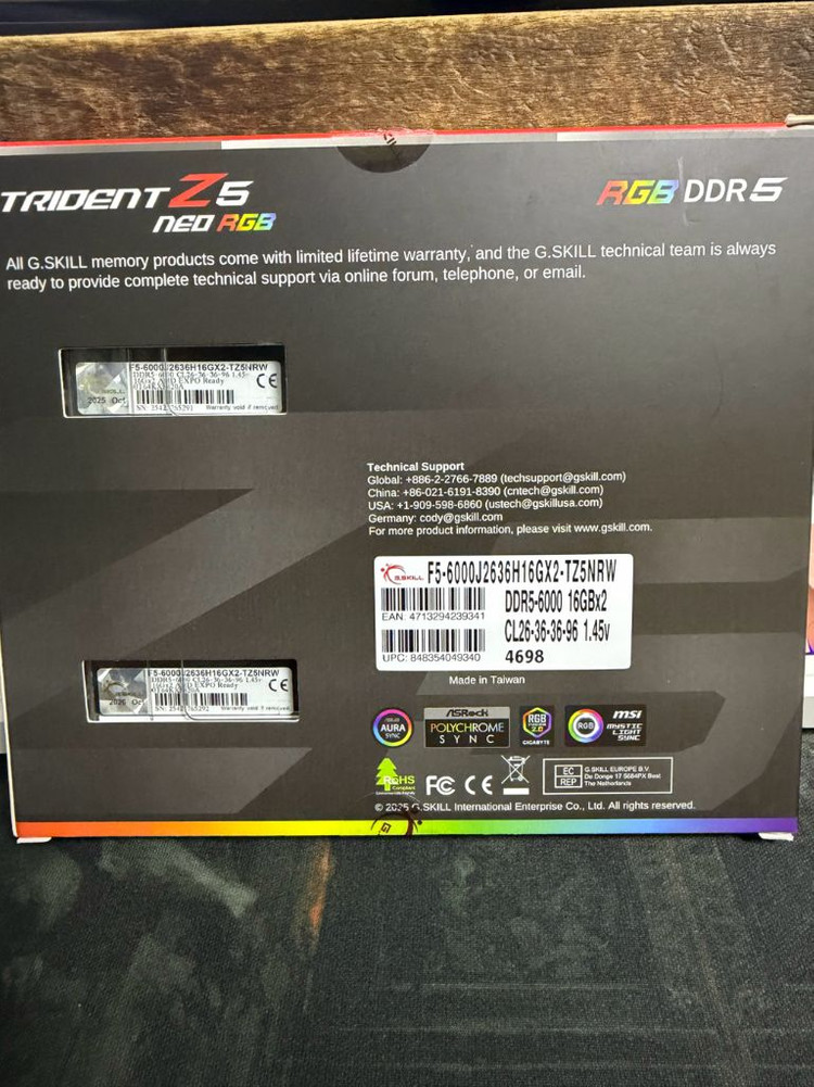지스킬 트라이던트 ddr5 6000 cl26 1.45v (32g 16x2)화이트 서린정발 팝니다 이미지