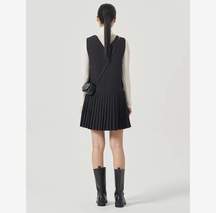 에잇세컨즈 밑단 플리츠 미니 원피스 블랙 s 이미지