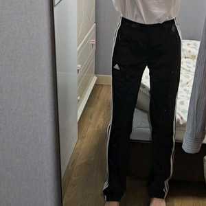 여성 아디다스 삼선 트레이닝 바지 블랙 조거 팬츠 슬림핏 이미지