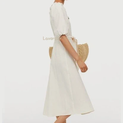 H&M 코튼퍼프에스닉 미디 롱원피스 34사이즈(S) 이미지