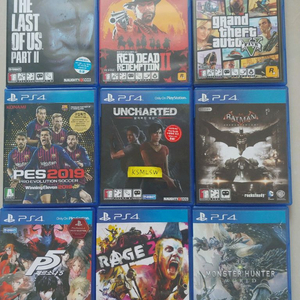 택포 ps4 타이틀 9개 일괄 라오어2 레데리2 gta5 페르소나5 배트맨 아캄나이트 언차티드 몬헌 등 이미지