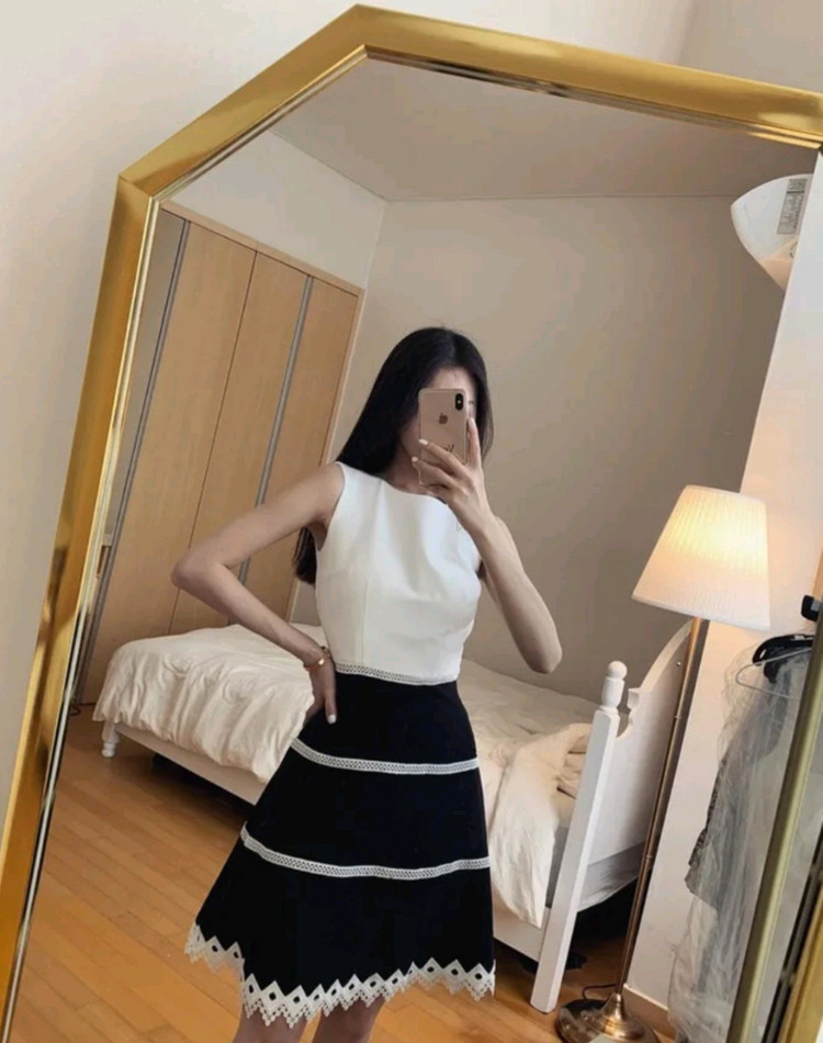 아일렛 플레어 드레스 원피스 하객룩 소개팅룩(S) 이미지