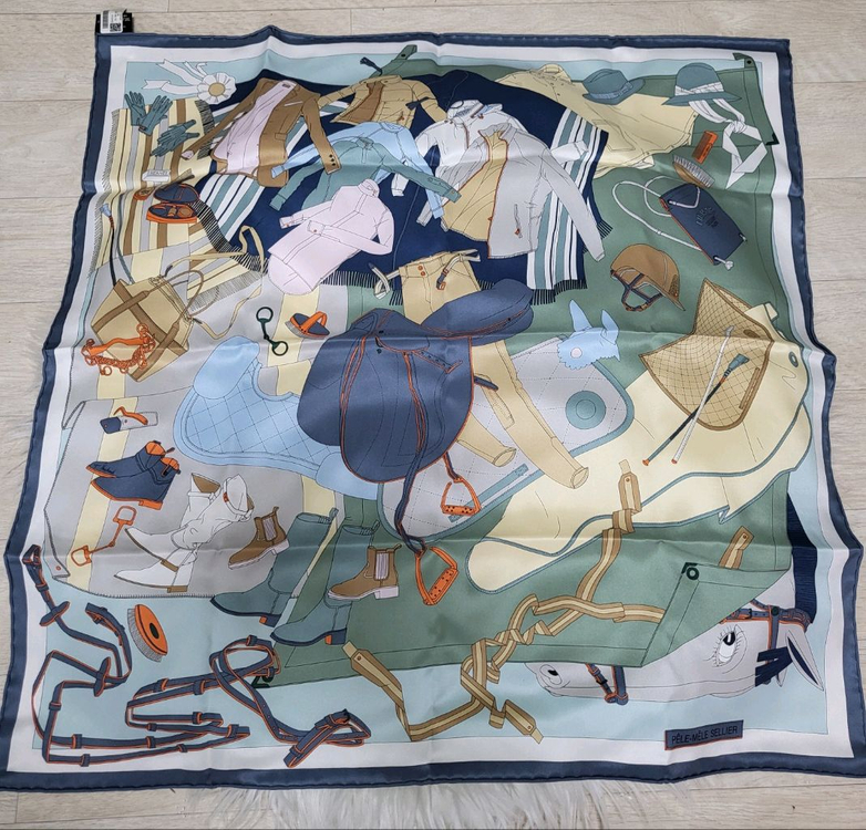 에르메스 까레 스카프 펠레멜레 셀리에 70 까레 아르두아즈/베르/베쥬 이미지