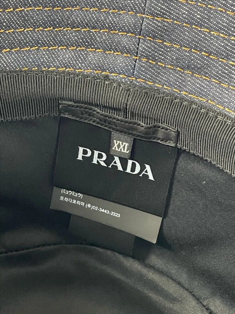 새상품 프라다 셀비지 데님 버킷햇 2XL 사이즈 이미지