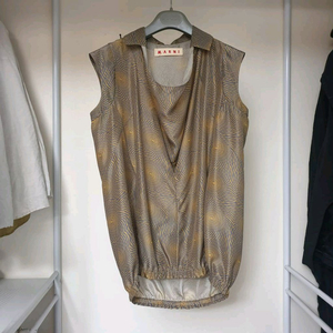 명품 MARNI 마르니 실크 추상써클패턴 카울넥 드레이프 블라우스 이미지