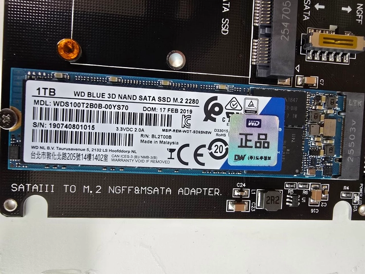 WD BLUE 3D NAND SATA SSD M.2 2280 1TB 이미지