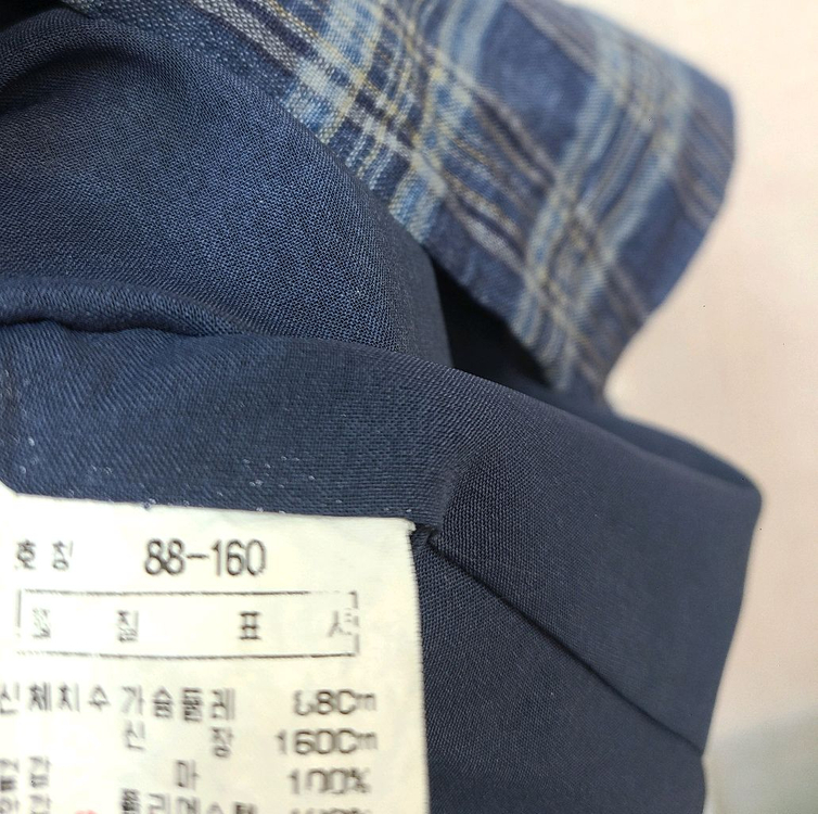 닥스> 린넨100 체크 롱원피스 이미지