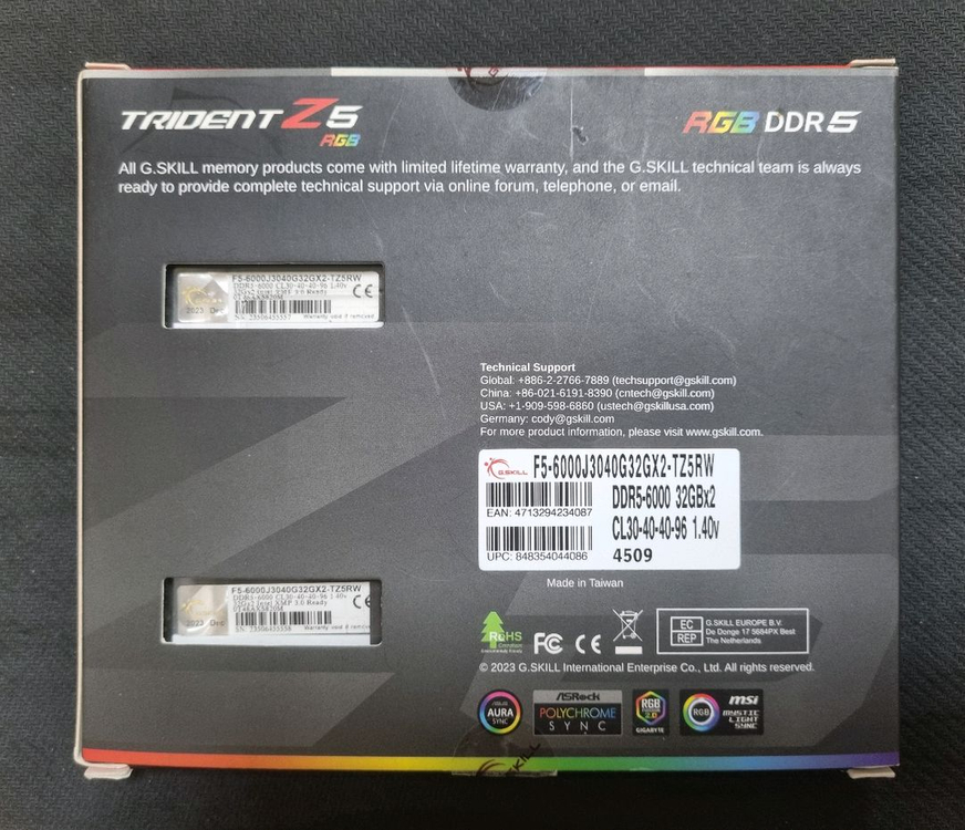 지스킬 트라이던트 DDR5 64GB 32GB 2장 6000MHz CL30 화이트 서린 정품 램 이미지