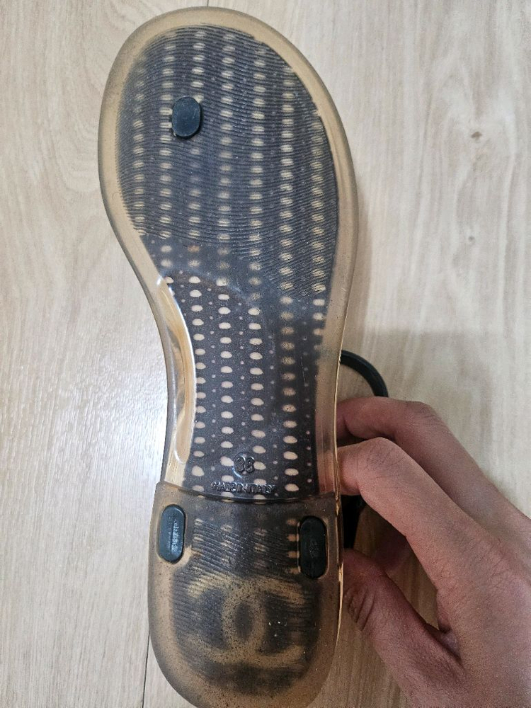 샤넬 카멜리아 젤리 샌들 36 블랙 이미지