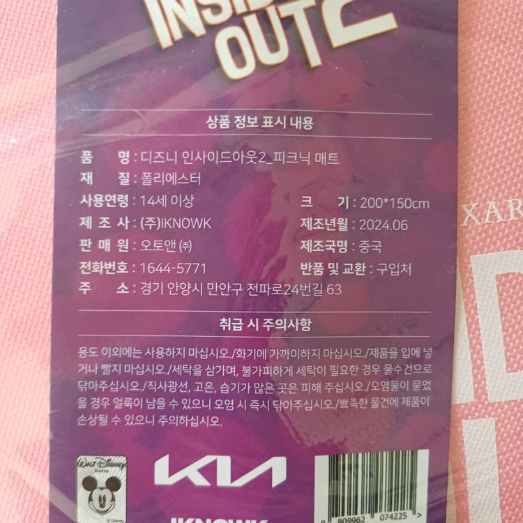(미사용) 인사이드아웃2 피크닉매트 이미지