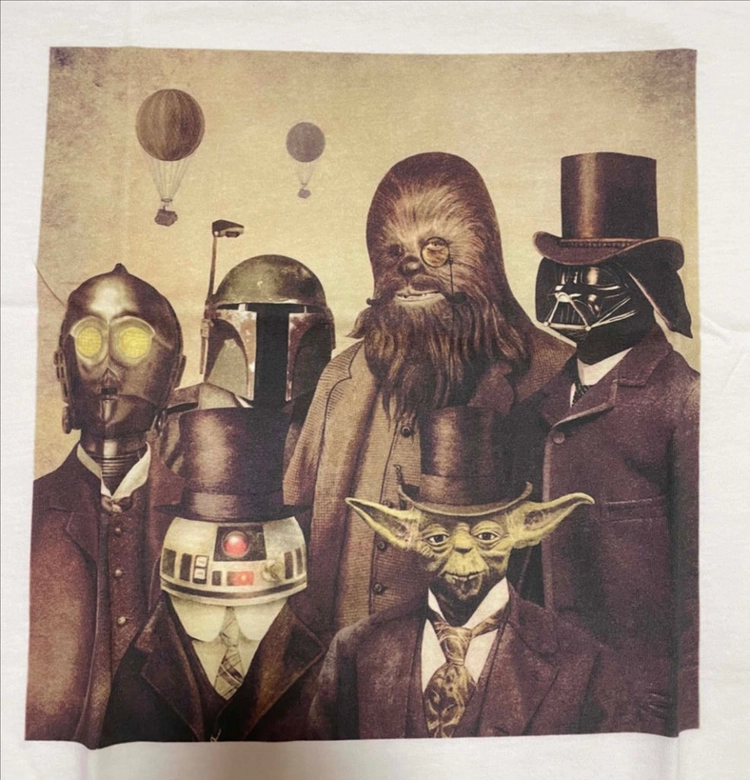 스타워즈 패러디 그래픽 반탈 티셔츠 M 사이즈 wooop victorian wars t-shirts 이미지