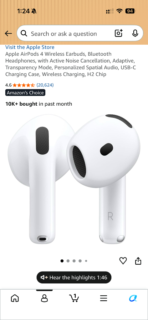 Apple 에어팟 4 액티브 노이즈 캔슬링 블루투스 애플케어플러스 이어폰 팝니다 이미지