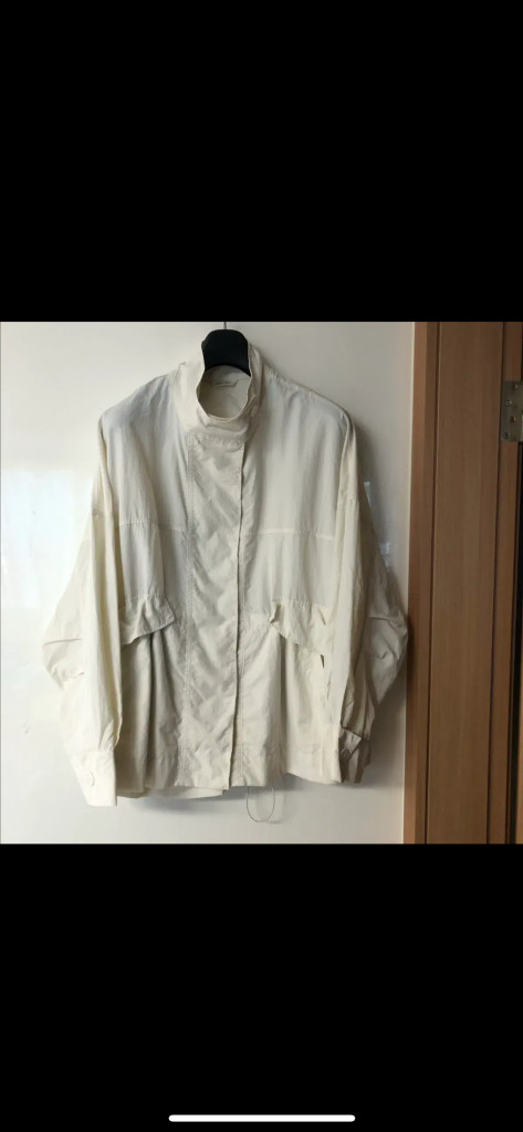 바스락 자켓 점퍼 야상 사파리 하이넥 바람막이 스트링 크림 아이보리 이미지