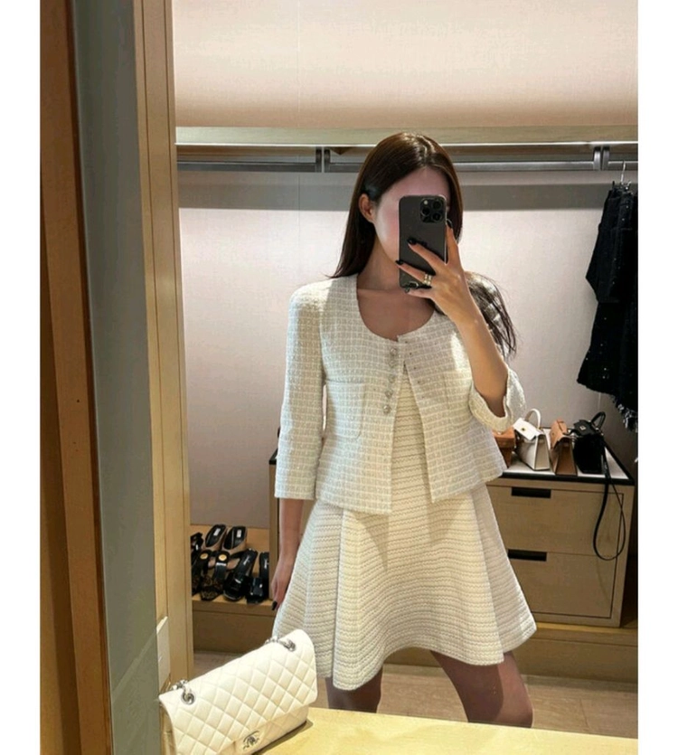 더로랑 메종설레 실버 로즈 트위드 자켓 m 이미지