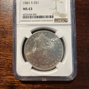미국 은화 1881년 샌프란시스코 모건 실버달러 NGC MS 63 이미지