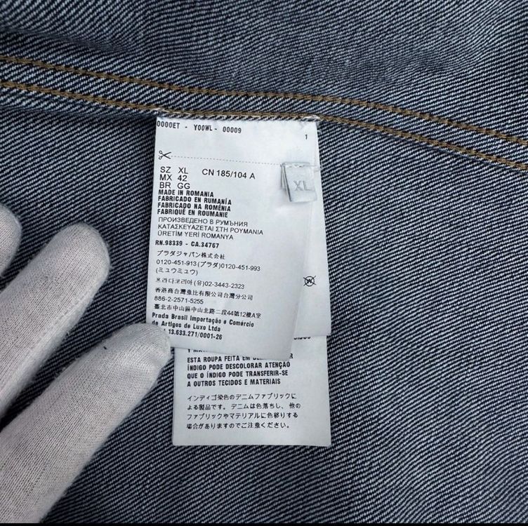 [XL] 프라다 남성 워싱 데님 삼각로고 셔츠 자켓 블루 이미지