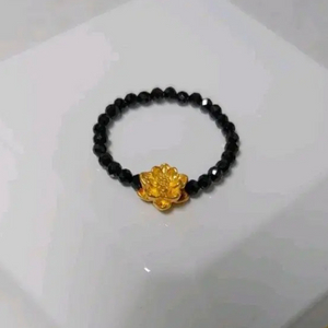 새제품)24k 순금꽃반지 ,블랙스피넬 원석반지(14k,18k아님) 이미지