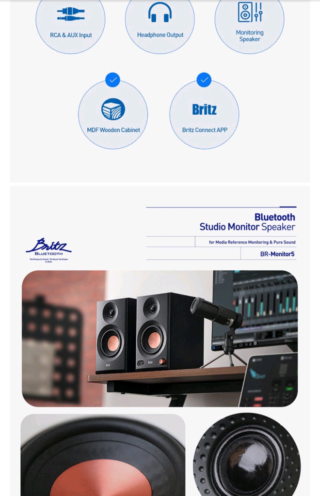 (분당)브리츠 BR-Monitor5 블루투스 스피커 블랙 미개봉(에디파이어 MR3) 이미지