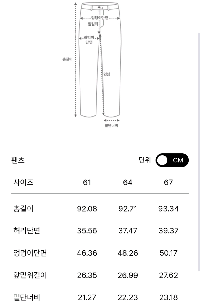 한섬 시스템 데님팬츠 (61사이즈 청바지) 이미지