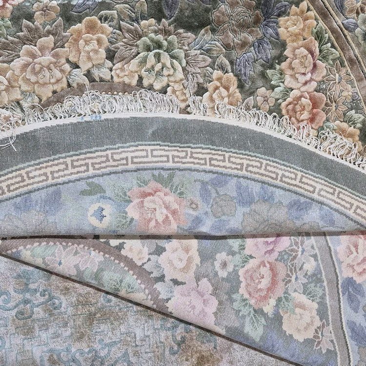 티베트 대형 핸드메이드 원형 실크카페트 - TI176 - 지름2150mm 이미지