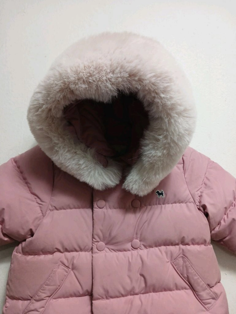 블루독 키즈베이비 여아 핑크 퍼 패딩 점퍼 사이즈 24개월 이미지