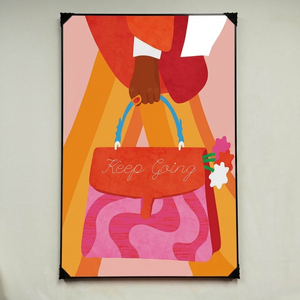 그림 액자 팝아트 인테리어소품 희망찬 킵고잉 메시지 여성 가방 그림액자 화사한 색감 레트로 모던 거실 카페 인테리어 이미지
