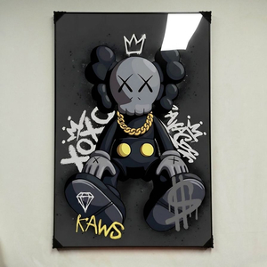 그림 액자 팝아트 인테리어소품 KAWS 캐릭터그림 힙합 감성 아트액자 대형 포스터 대형그림액자 거실인테리어 그림액자 이미지