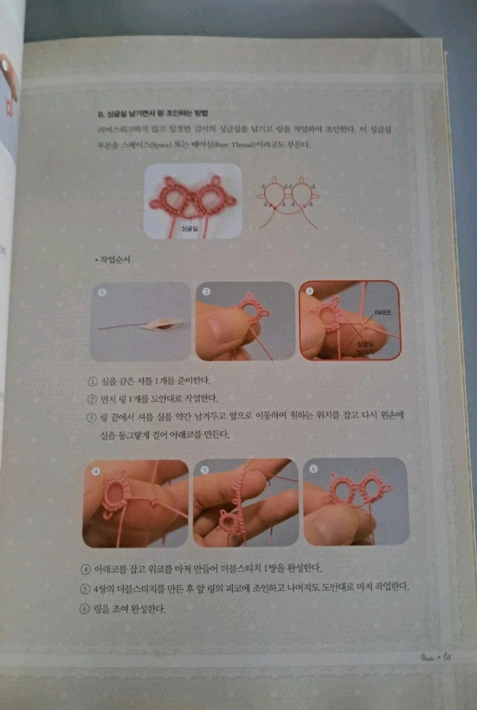 테팅 레이스 뜨개질 관련 컬러 서적 이미지