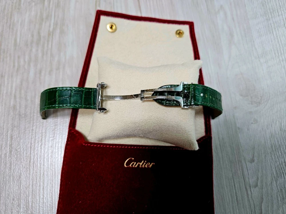 까르띠에 롱드머스트 36mm 전용 정품 그린 악어스트랩, 정품디버클 팝니다 이미지