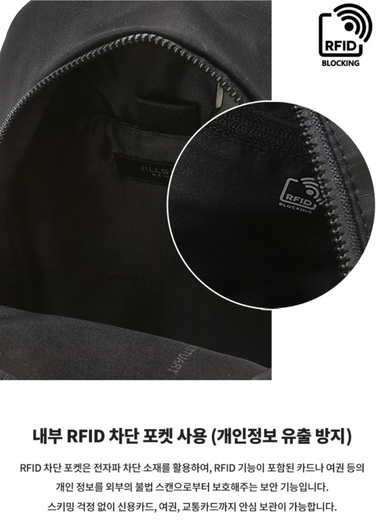 새상품 질스튜어트뉴욕 경량 나일론 슬링백 블랙 이미지