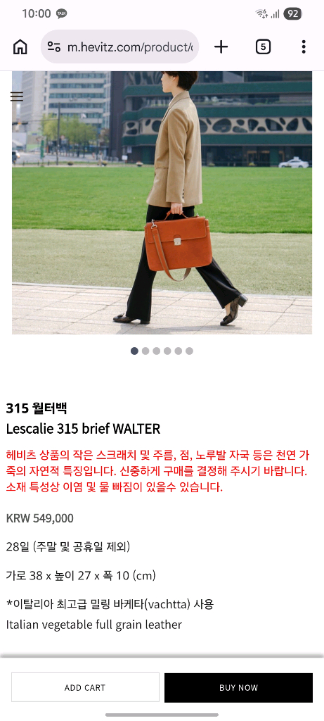 HEVITZ 헤비츠 월터백 서류 가방 이미지