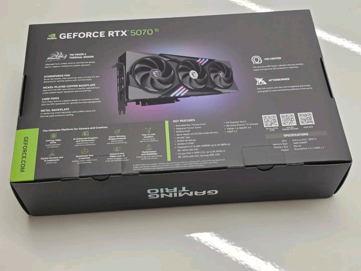 MSI 지포스 RTX 5070 Ti 게이밍 트리오 OC D7 16GB 트라이프로져4 MSI코리아 미개봉 새상품 이미지