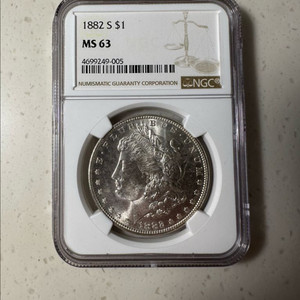 1882년 샌프란시스코 미국 은화 모건달러 NGC MS 63 이미지