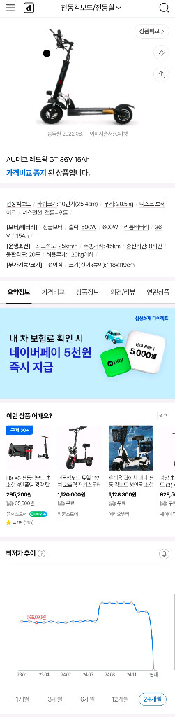 전동 킥보드 레드윙 gt (red wing gt 37V 15A) 전기 자전거 출퇴근 레저 이미지