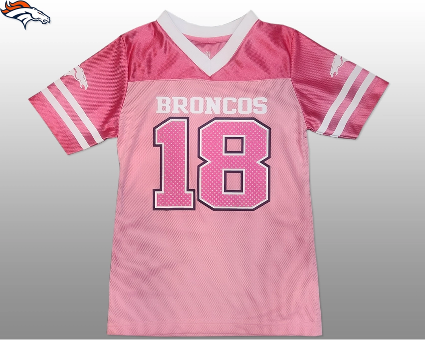 NFL Denver Broncos #18 Peyton Manning 주니어 핑크풋볼져지 M/L 정품NFL (무료배송 이미지