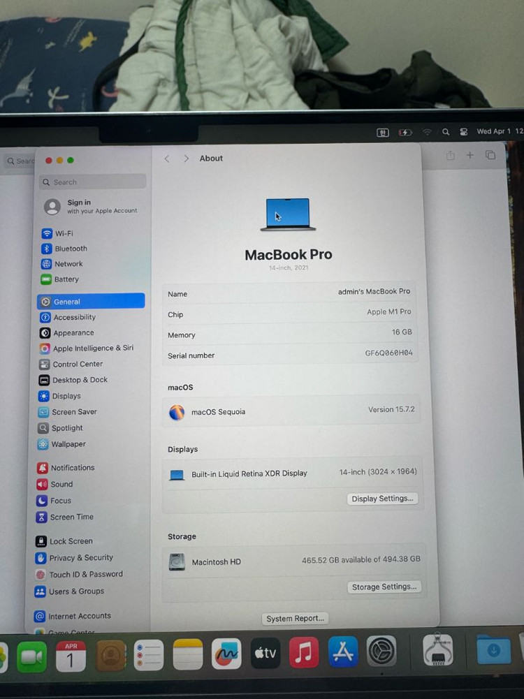 맥북 프로 14인치 M1 16GB 512GB 이미지
