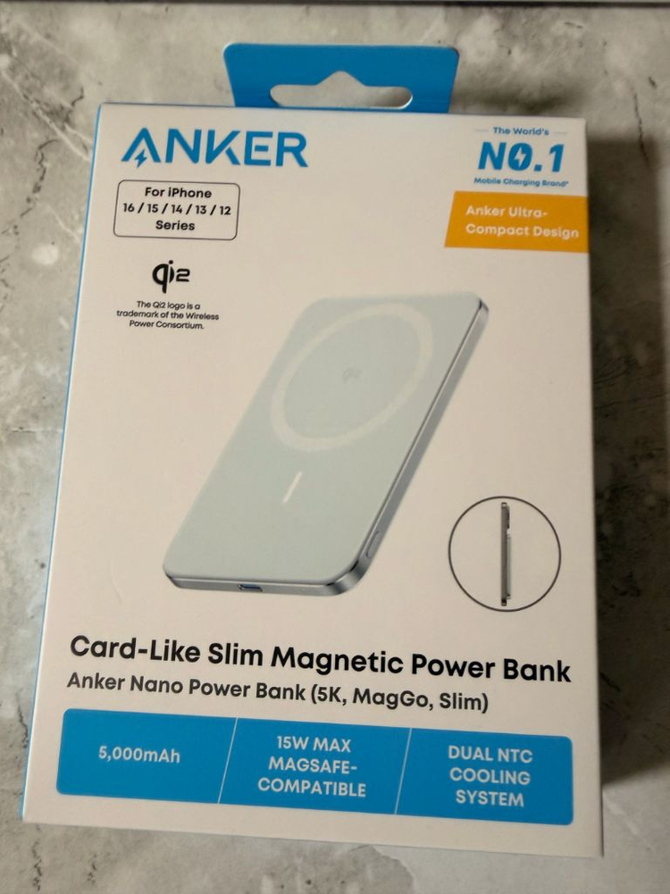 앤커 나노 5000mAh 슬림형 맥세이프 보조배터리 A1665 국내정발 민트색 이미지