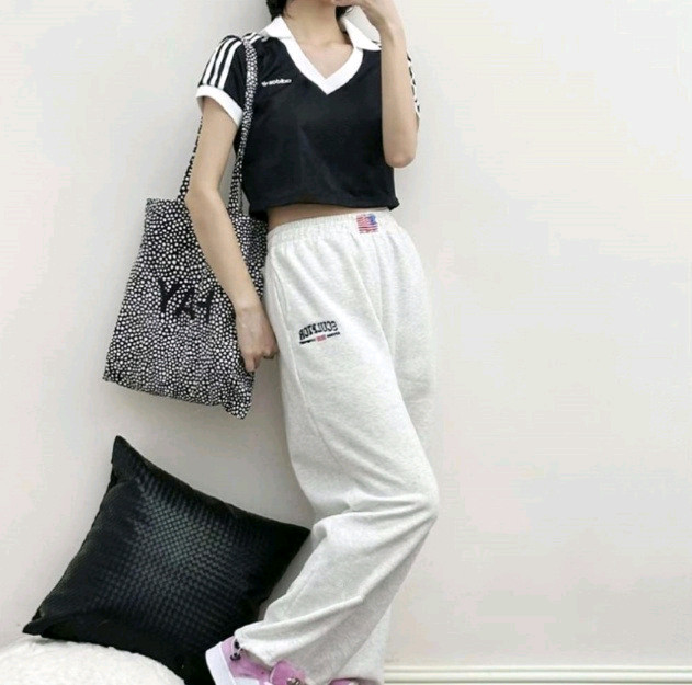 아디다스 풋볼 크롭 탑 블랙 반팔 카라 티셔츠 M 이미지