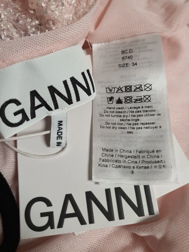 가니 GANNI 리본 스트랩 시퀸 블라우스 탑 34 사이즈 새상품 정품 이미지