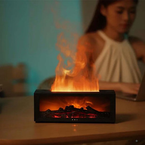 젤센 불멍 벽난로 무드등 초음파 가습기 + 리모컨 블랙 RGB 컬러불꽃조명 판매 이미지