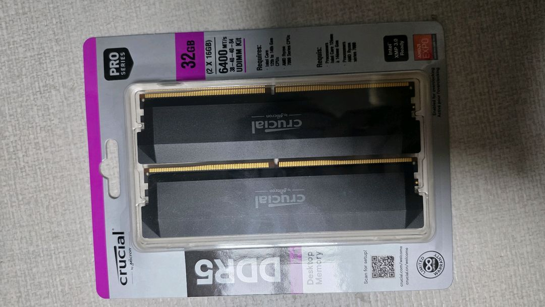 (미개봉)마이크론 DDR5 6400 CL38 Pro 32GB 16*2 이미지