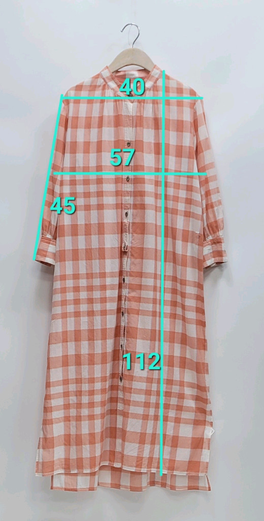 BEANPOLE 빈폴 체크 셔츠형 롱 원피스 / 여 90 오렌지 이미지