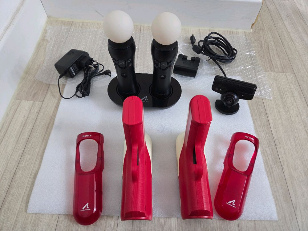 PS3 Sony 정품 슈팅어태치먼트 2인 세트(아이카메라/거치대, 무브봉 2개/정품충전기, 건 2개) 팝니다 이미지