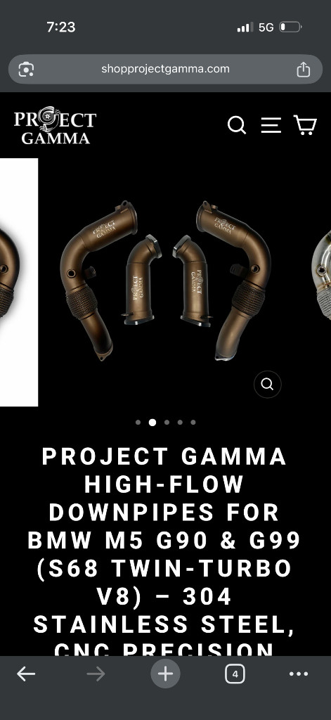 BMW M5 G90/G99 Gamma Project 논촉 다운파이프 1, 2차 새상품 이미지