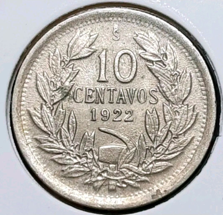 칠레 1922년 10센타보스.외국주화.주화 화폐 동전 이미지