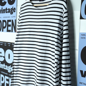(L-XL) 세인트제임스 긴팔티셔츠 단가라 흰검 유행 이미지