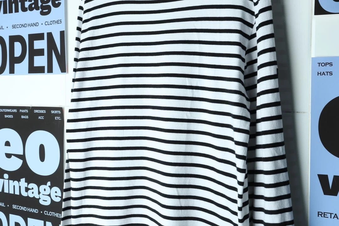 (L-XL) 세인트제임스 긴팔티셔츠 단가라 흰검 유행 이미지